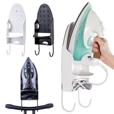 Wall Mount Electric Iron Hanger with Dual Hooks Heavy Duty Universal Laundry Room Multi-functional Iron Ironing Board Holder Organizer Storage Rack