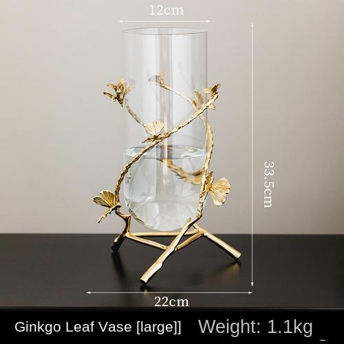 

Ваза светлая роскошная латунная стеклянная гинкго лист подходит для гостиной тумба под телевизор с гидропонным растением классическое украшение рабочего стола