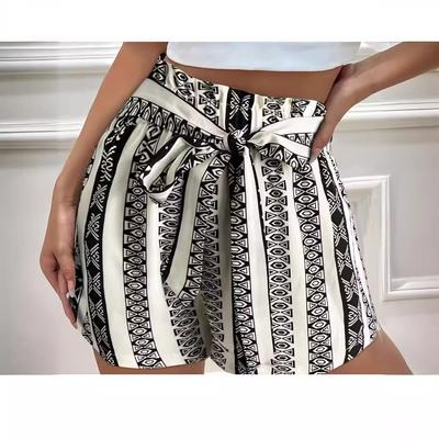 Summer Women's Shorts Belt Printed Casual Shorts Outer Short Casual Pants