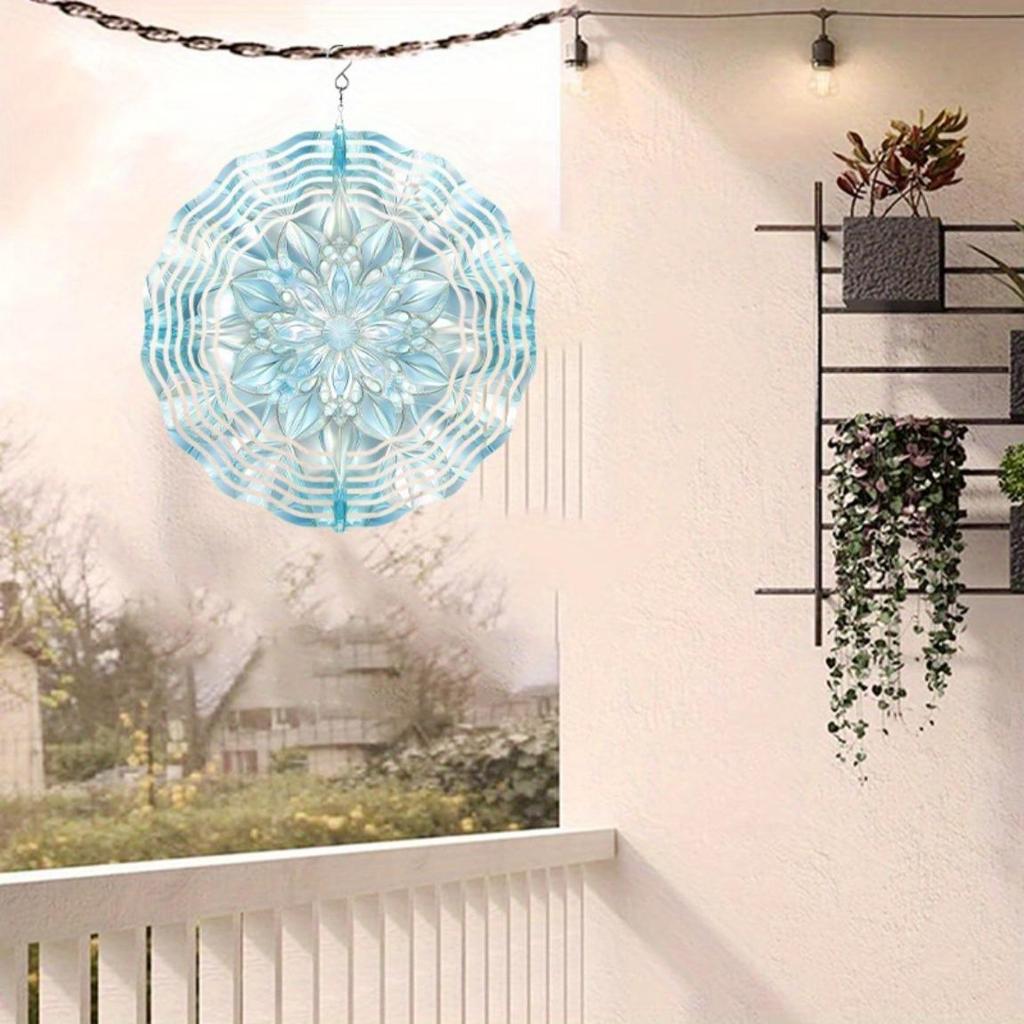 Metal Wind Spinner Outdoor Decor Snowflake Design Wind Chime for Garden Yard Patio Home Hanging Ornament Relaxing Wind Motion Art
