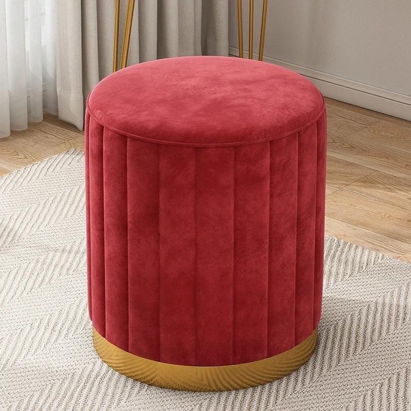 Luxury Vanity Makeup Stool Round Dressing Chair with Storage Upholstered Bench for Bedroom Modern Side Stool Furniture