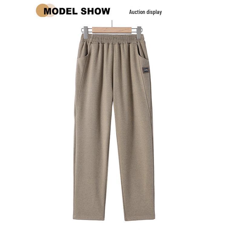 Women's Elastic High-Waisted Velvet-Lined Trousers – Ideal for Middle-Aged and Elderly, Autumn/Winter