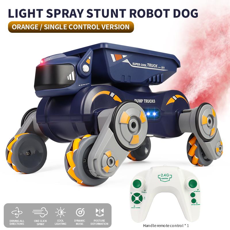 non-toxic Rc Smart Robot Dog Remote Control Car Stunt Robo Dual Control Gesture Robotics Music Light Spray Electronic Pet Toy for Kids children