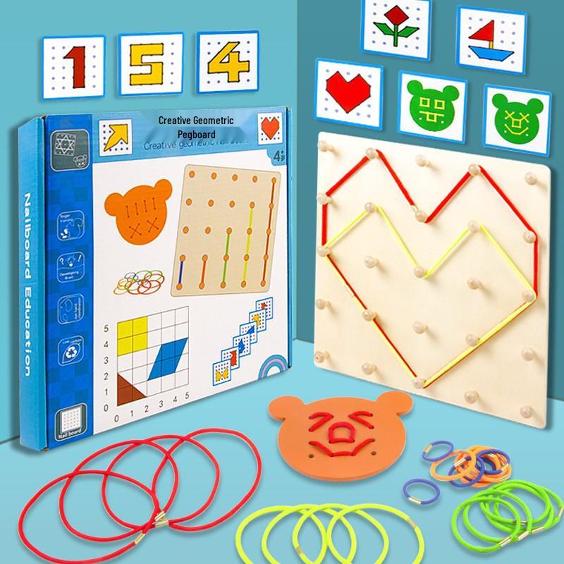 Montessori Wooden Geometric Shape Board - Educational Toy for Kids