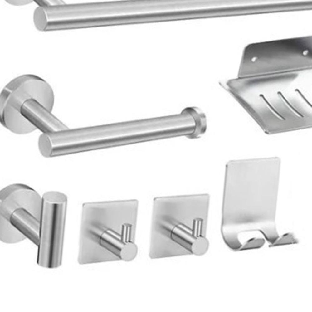 7 Piece SUS304 Stainless Steel Bathroom Hardware Kit Wall Mounted Towel Rack Bathroom