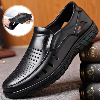 Herren Echtleder Sandalen Perforierte Schuhe Lässig Atmungsaktiv Abriebfest Rutschfest Cool Trend Business Herren Sportschuhe