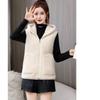 Women's Fall Fleece-Lined Hooded Vest: Solid-Color, Minimalist, Sleeveless Jacket