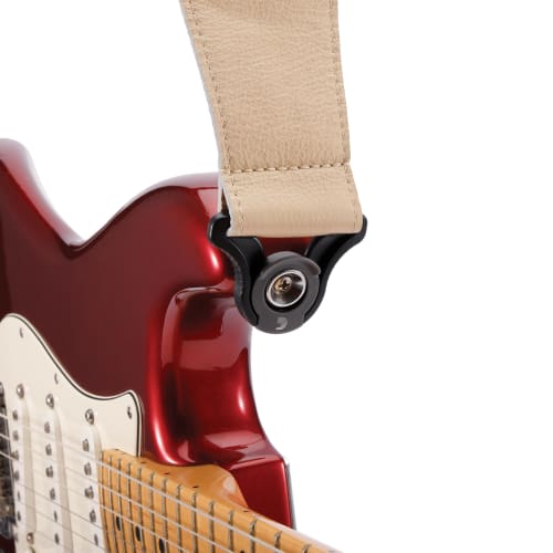 D'Addario Comfort Leather Auto Lock Guitar Strap with Strap Lock, Tan, 30BAL01