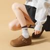 Retro All-inclusive Birkenstocks, Winter New Heightening and Piling Warm Snow Cotton Shoes, Birkenstocks Fluffy Single Shoes