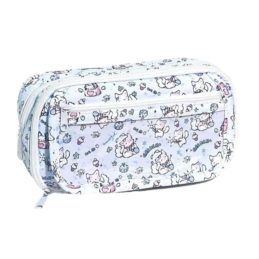 

Thicken Bow Cat Pencil Bag Zipper Kitten Stationery Bag Pen Holder Bow Kitten Pencil Case Children style B