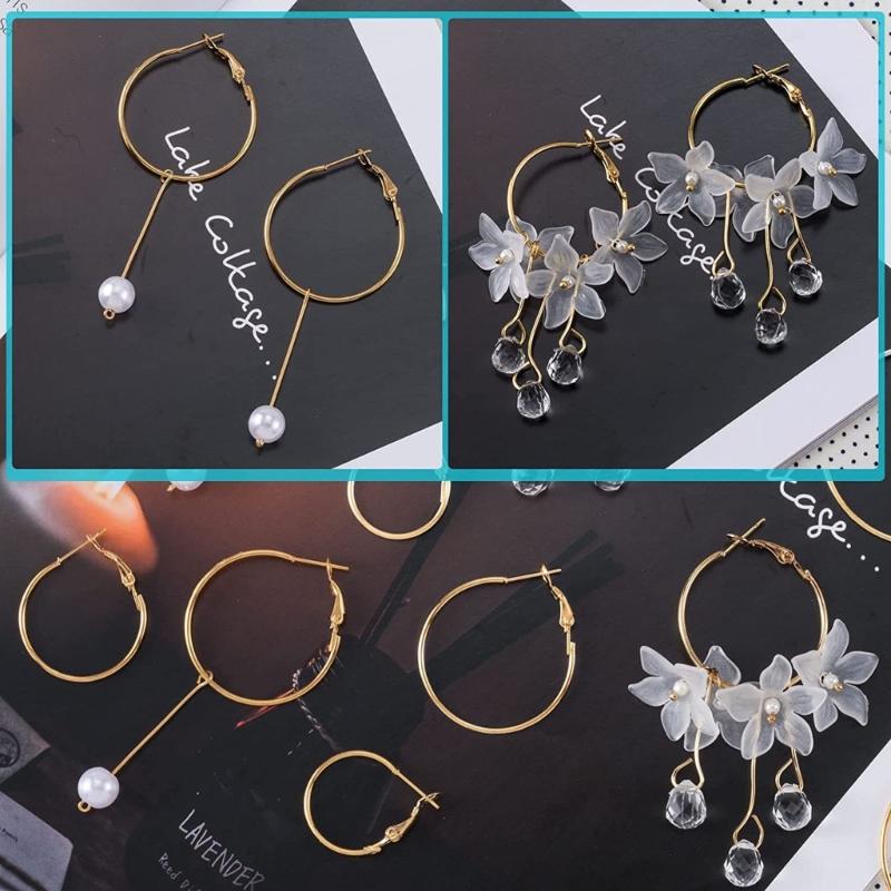 96 Pcs Hoop Earrings Finding Hypoallergenic Alloy Round Earring Hoops for Jewelry Making Earring DIY Craft Easy to Use