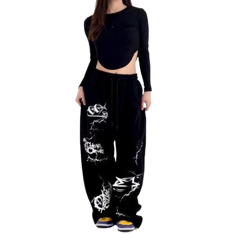 Trendy Thin Loose Hip Hop Graffiti Sweatpants for Summer