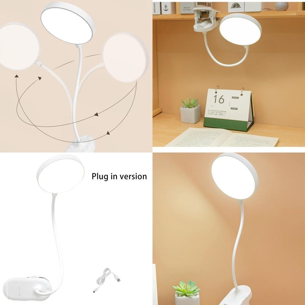 Moderne einfache Studentenwohnheim LED wiederaufladbare Klemm-Schreibtischlampe Weiß Touch-Schalter Augenschutzlampe