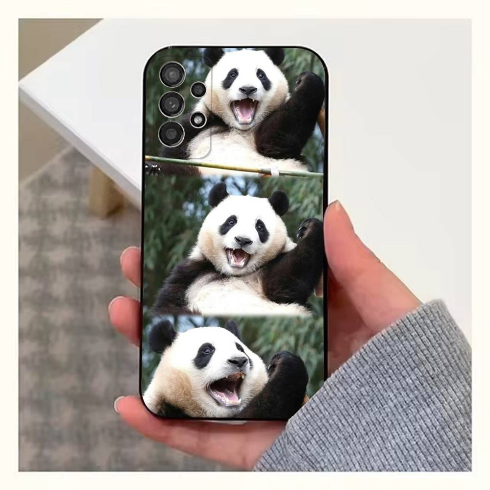Cute F-Fubao Animal Panda For Samsung S9,S10,S20,S10,S21,S25,S24,S23,Ultra,FE,Plus,Lite,Soft Silicone Black Case