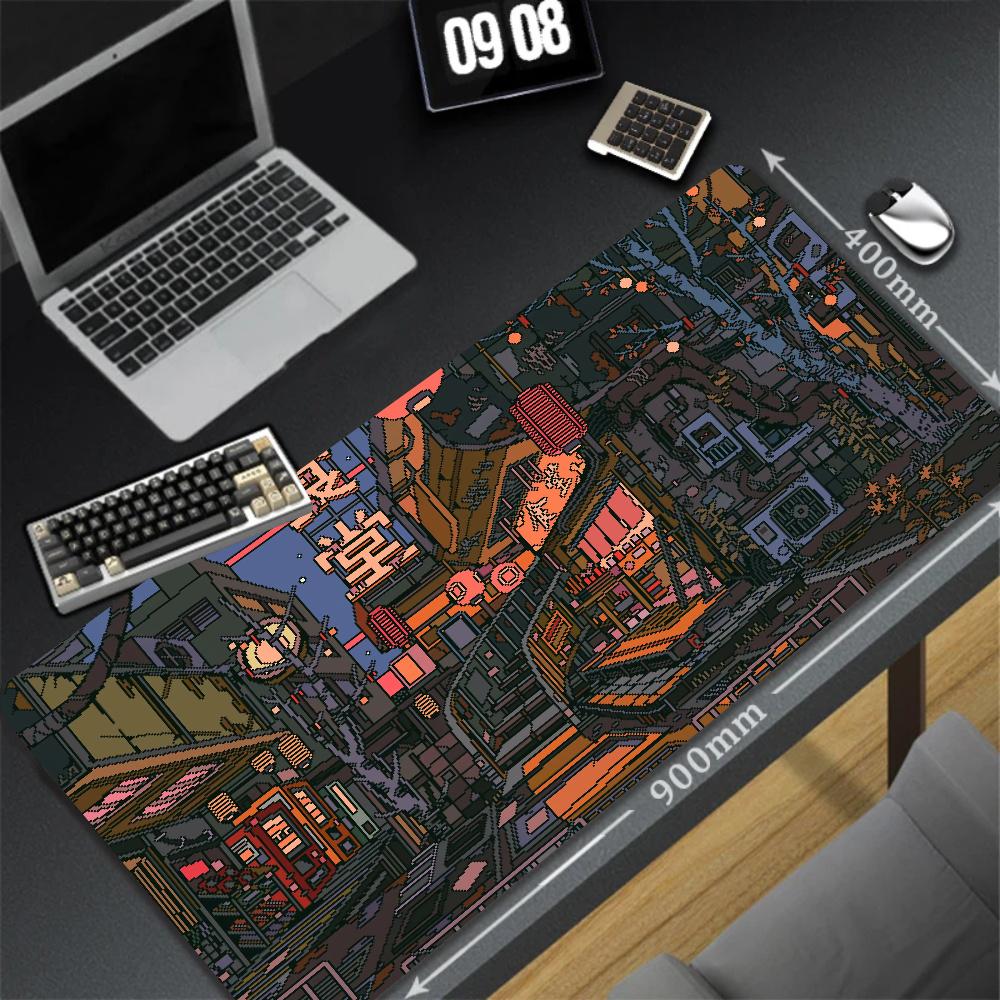 XXL Table Natural Rubber Carpet Large Game Non-slip Mousepad Pixel Sence Cute Mousepad Gamer Street Art Desk Mat For PC Keyboard