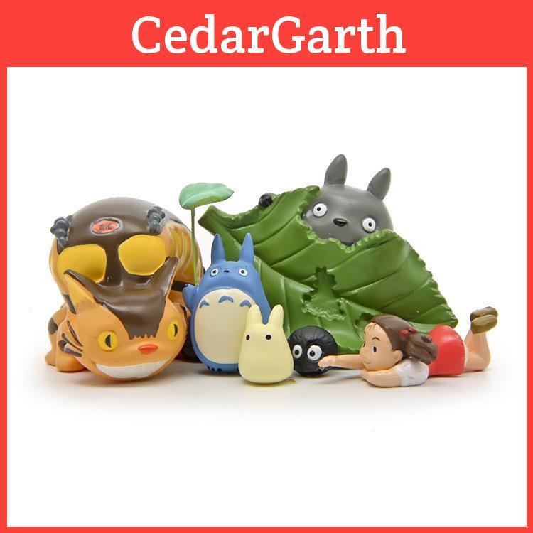 Resin My Neighbor Totoro Figurine With Garden Style And Blue Bus For Micro Landscape And Gift Use