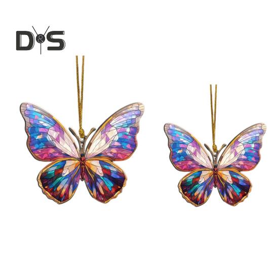 Akrylová barevná závěsná dekorace motýl Oboustranný interiér Venkovní vánoční stromeček Nástěnný závěsný přívěsek zvířátka