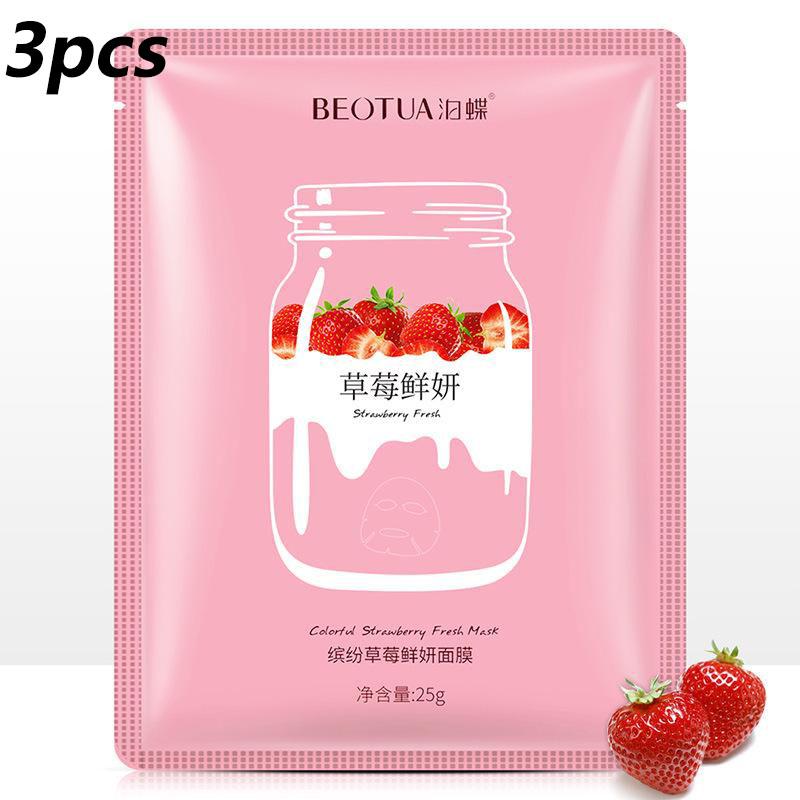 Увлажняющая маска для сужения пор против морщин с черникой, клубникой и авокадо, увлажняющая маска для контроля жирности 3pcs Strawberry