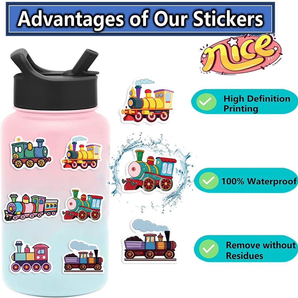 56PCS Cute Cartoon Retro Train Sticker DIY Laptop Luggage Skateboard Graffiti Waterproof Decals Sticker for Kid Toys