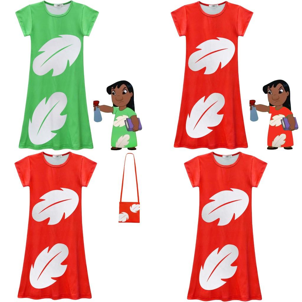 Vestito per Bambina Lilo e Stitch in Tessuto Poliestere con Stampa Astratta per Primavera Autunno Gioco