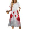 Women's Casual Fashion Halloween Printed Short Sleeve Round Neck Dress