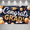 Banner de Graduación Patrón de Estrella Banner para Evento de Graduación Fondo para Fiesta de Graduación Material de Poliéster Banner de Felicitaciones para Evento en el Campus