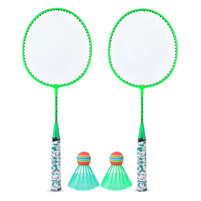 Racchetta da badminton per bambini con 2 palline Set Gioco sportivo all'aperto Bambini Ragazzi Ragazze Giocattolo Verde fluorescente