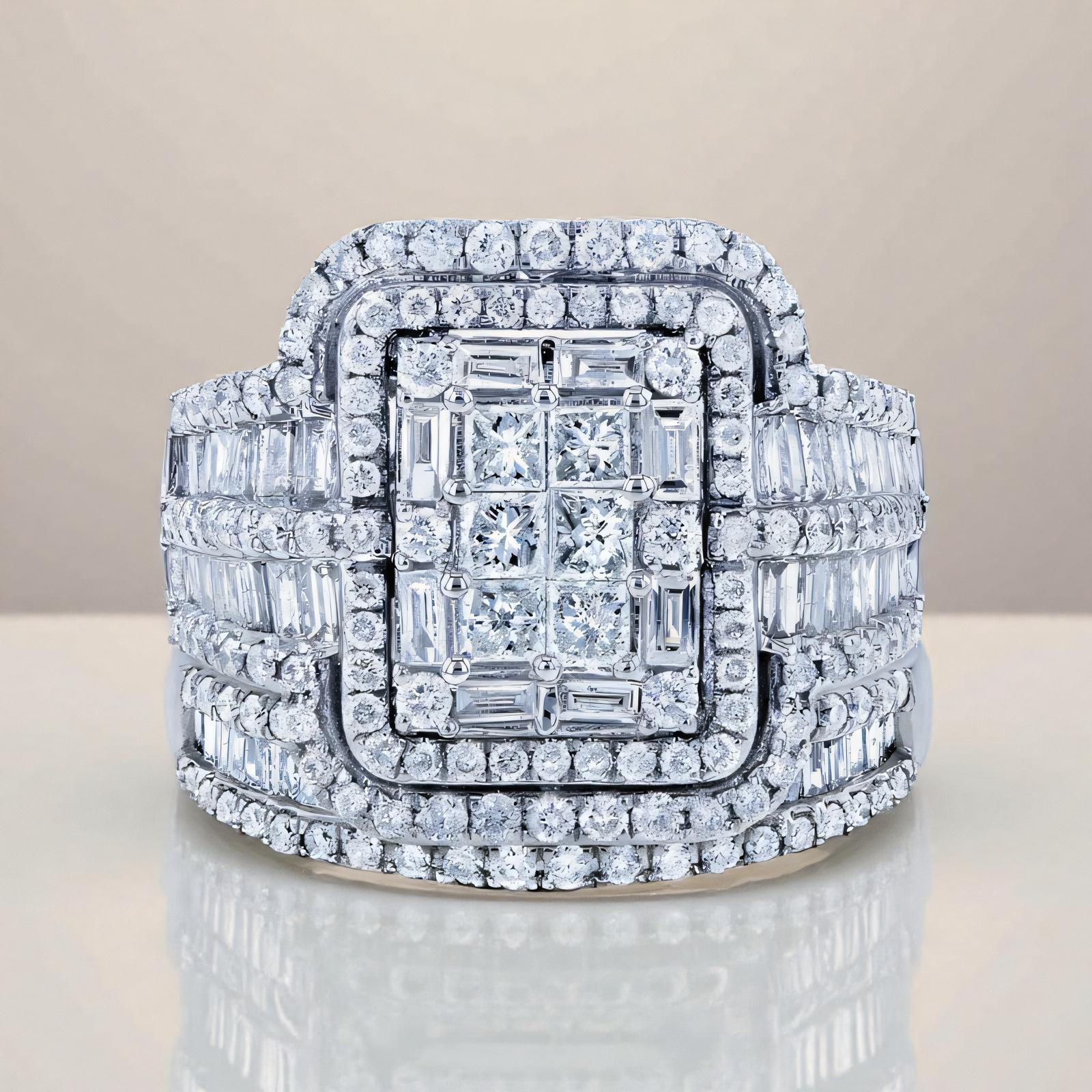 

Vintage Female White Crystal Stone Silver Color Wedding Jewelry For Women Charm Bride Square Big Engagement Ring Set 6