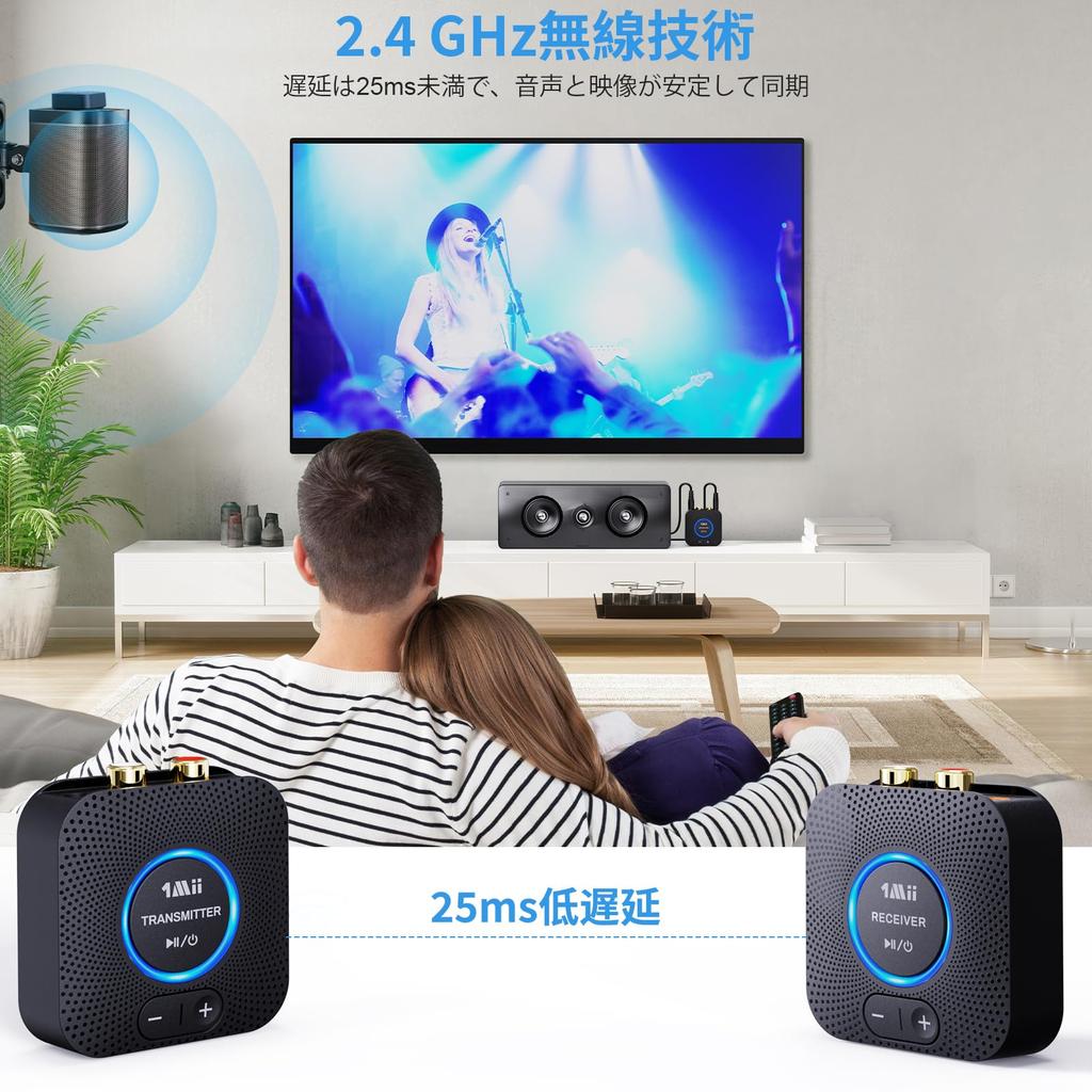 1Mii Wireless Audio Transmitter Receiver Long Distance 80m Transmission Wireless Set Output 25ms Low Latency Transmission Wired Component System Kit