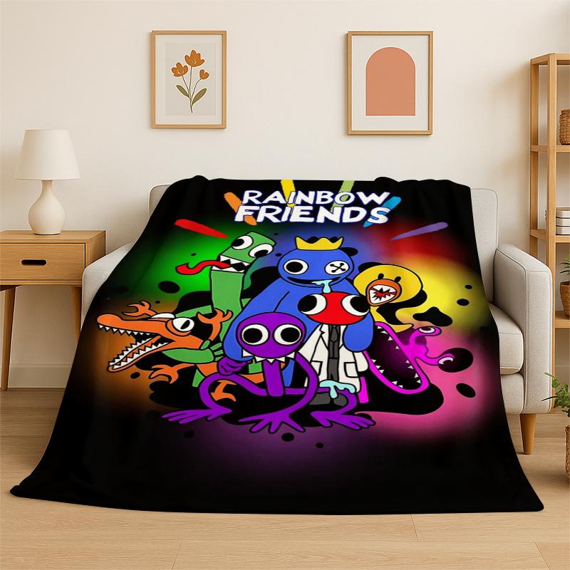 Game R-Rainbow Friends Cartoon Flannel Blanket Soft Warm Throw Blanket for Bedroom Living Room Bed Travel Camping Picnic Kid