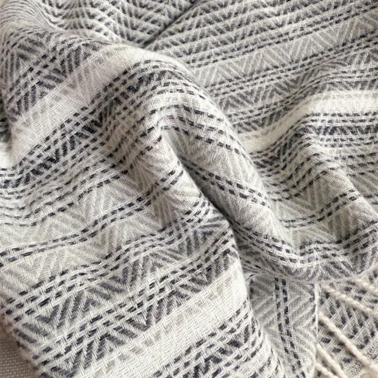 Women Scarf Striped Print Long Scarf Shawl with Tassel Trim Versatile Design Comfortable Shawl Wrap Fashion Accessories