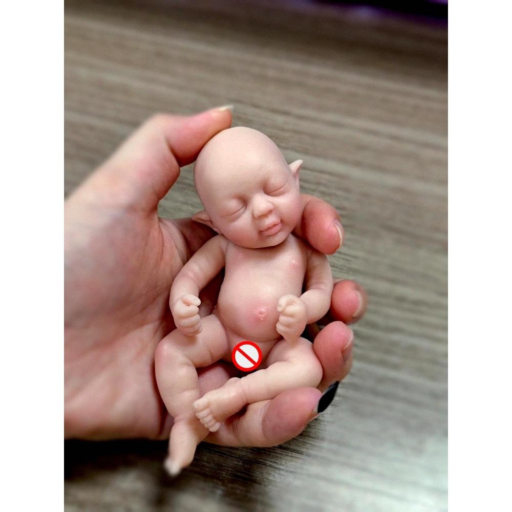 5" Mini Realistic Life Reborn Elf Doll,Lifelike Mini Reborn Doll Surprise Children Anti-Stress Relief with Feeding Accessories