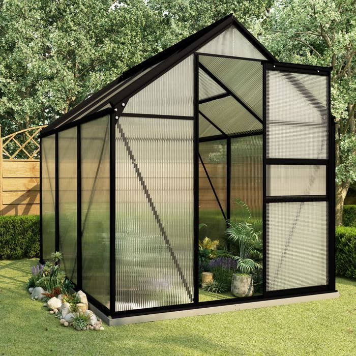VidaXL Greenhouse with Base Frame Anthracite Aluminium 3.61 M² 48215