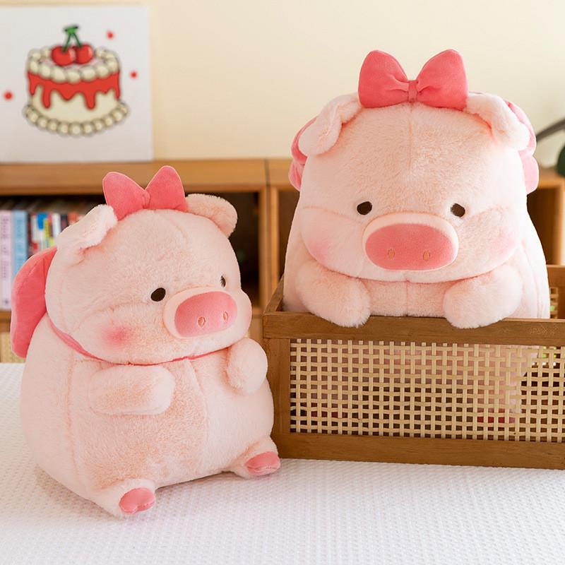 Plush Bowknot Pig Toy Cartoon Animal Stuffed Doll Decoration Kids Cute Gift