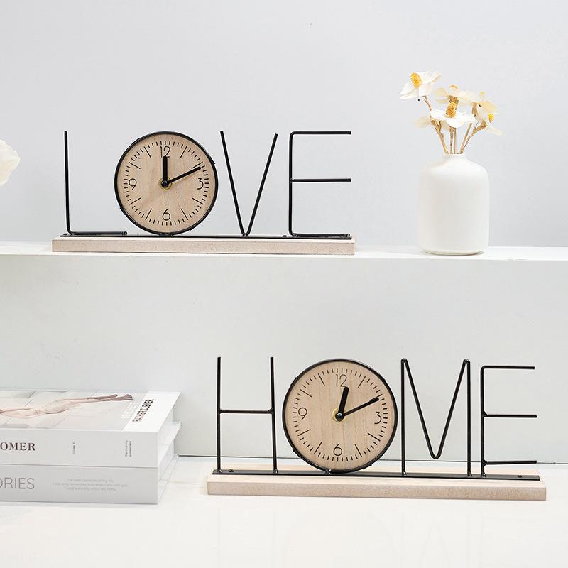1Pc Wooden Clock Home Decor Creative Table Clock Nordic Style Art Ornaments