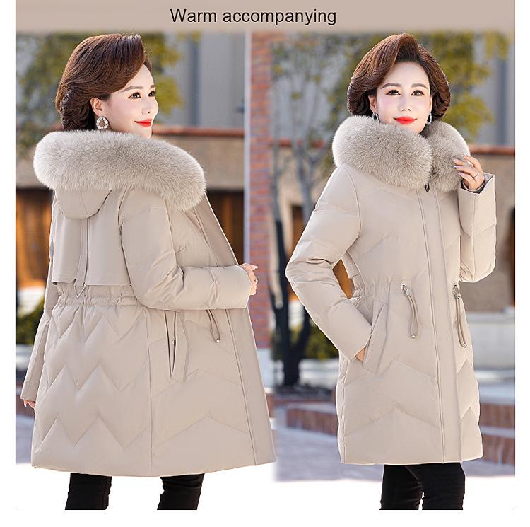 Women's 2023 Mid-Length Plus Size Duck Down Jacket - Warm, Stylish Winter Coat for Middle-Aged & Elderly