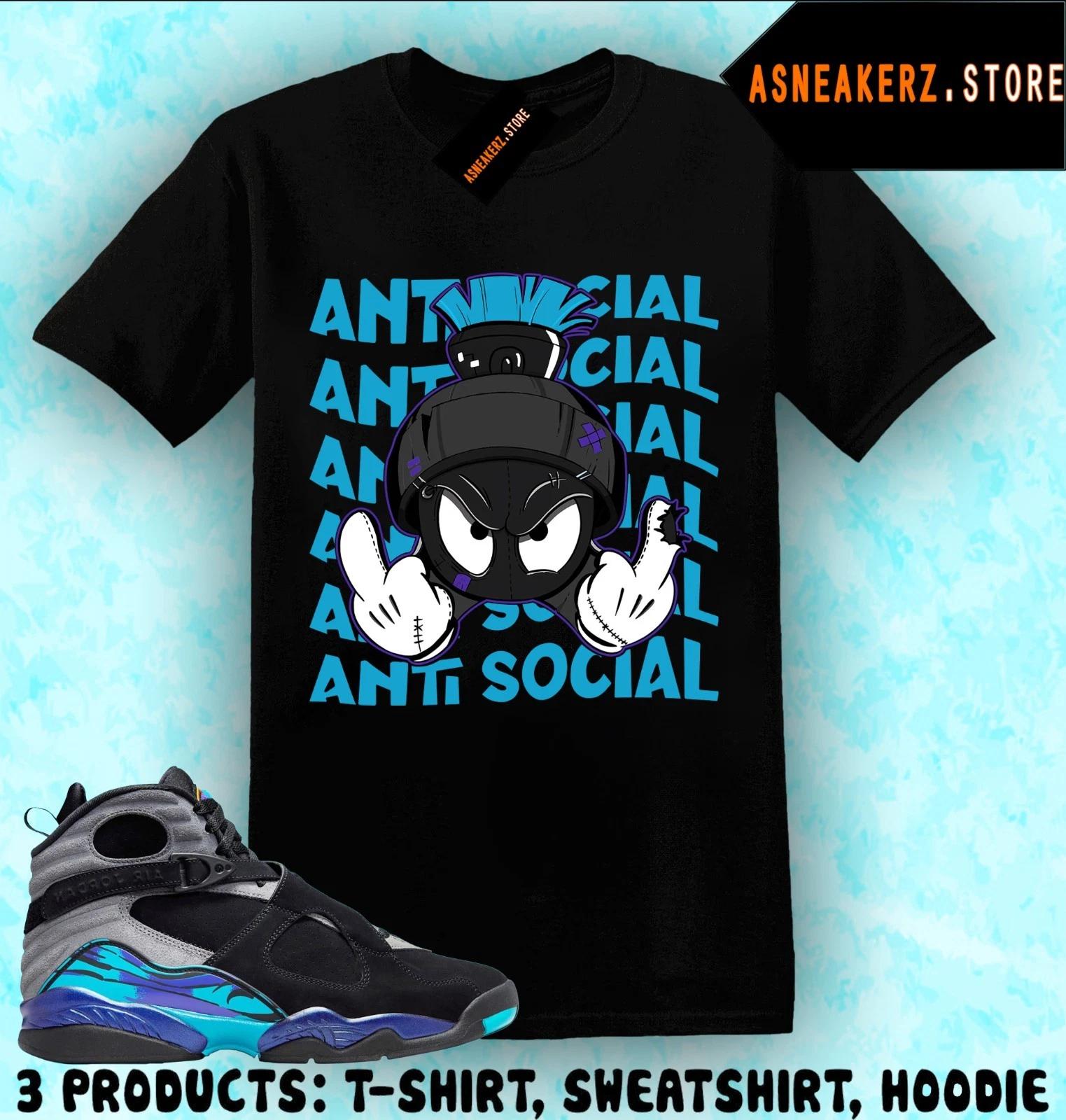 Shirt To Match AJ 8 Aqua 2025 Sneaker Matching Tee Antisocial Marvin T-Shirt M