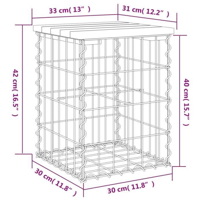 VidaXL Design Gabion Garden Bench 33x31x42 Cm Solid Douglas Wood 834327