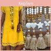 Sweater Linen Chain Fringed Bohemian Handmade String Beads Long Necklace