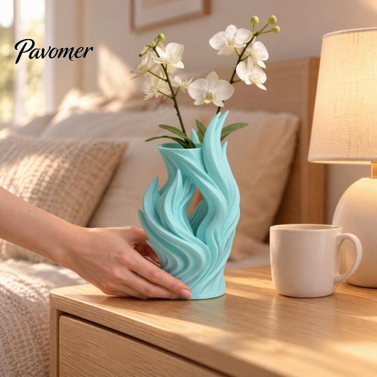 Langlebige Leichte Vase 3D Gedruckte Flammenvase, Dekorativ für Trockenblumen, Umweltfreundliches PLA Künstlerischer Tischplatten Blumen Haus Wohnzimmer Dekor Halter