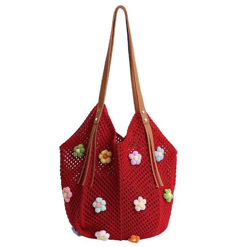 Cotton Beach Vacation Tote Bag With Open Top And Large Capacity For Casual Travel
