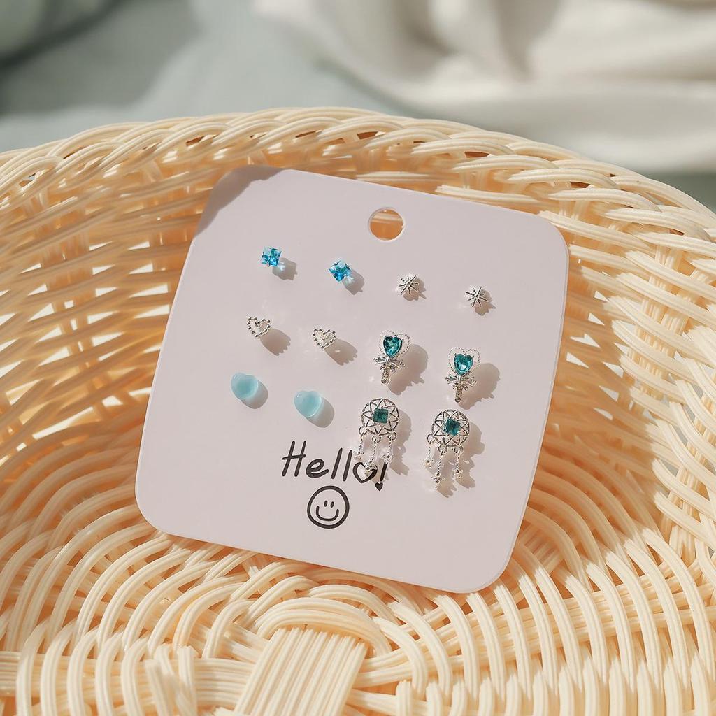 2024 New Blue Tone Silver Stud Earrings for Women