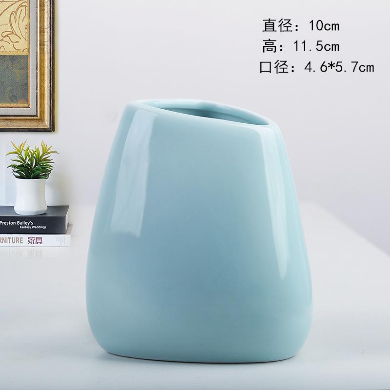 New Modern Ceramic Vase Nordic Home Decoration Pure White Cyan Table Vase Dry Flower Arrangement Creative Living Room Decor