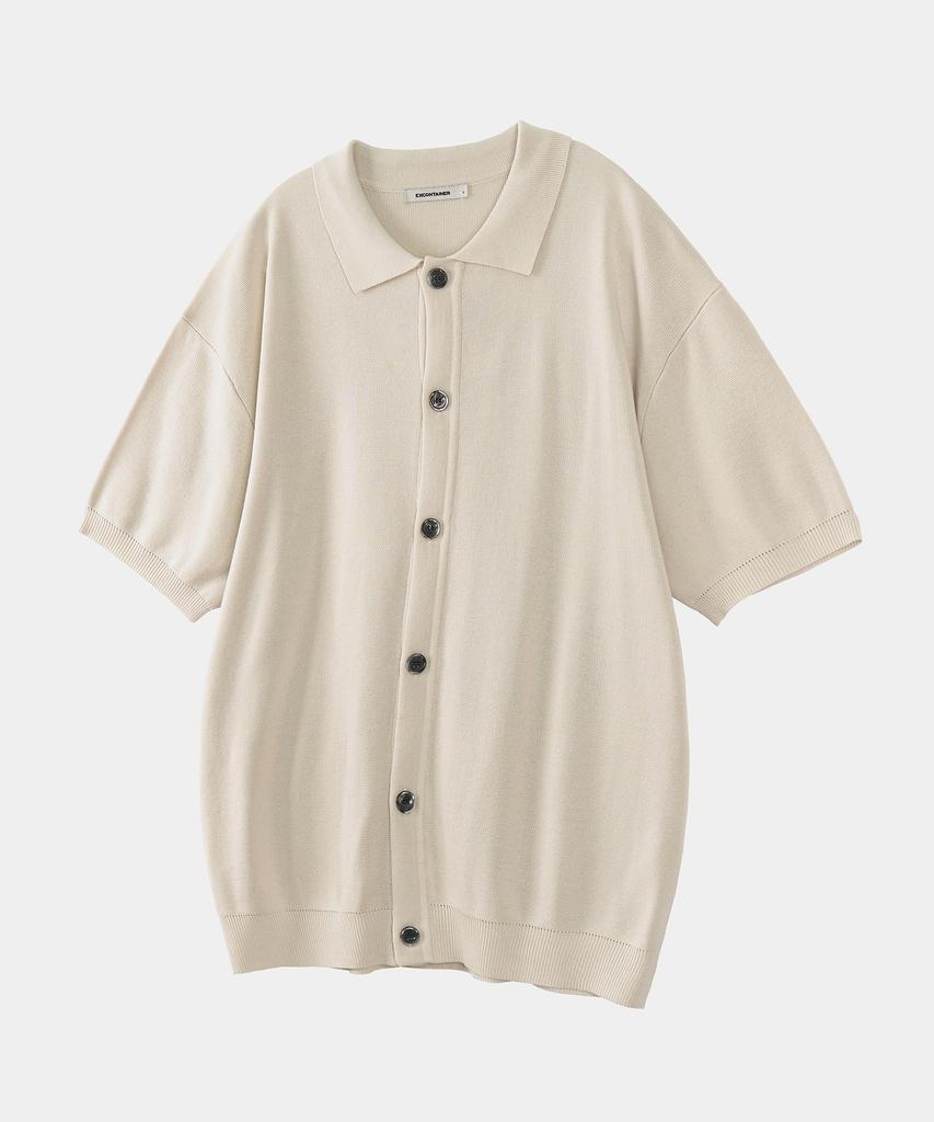 Excontainer Essential Collar Half Knit Cardigan (Ivory)