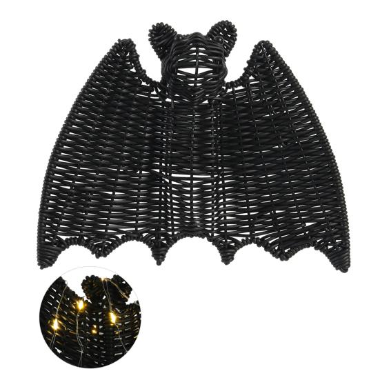 Halloween Rattan Bat Decoration 3D Scary Black Plastic Woven Bat Wall Hanging Decor for Tree Porch Yard Lawn Indoor Outdoor Farmhouse Decor