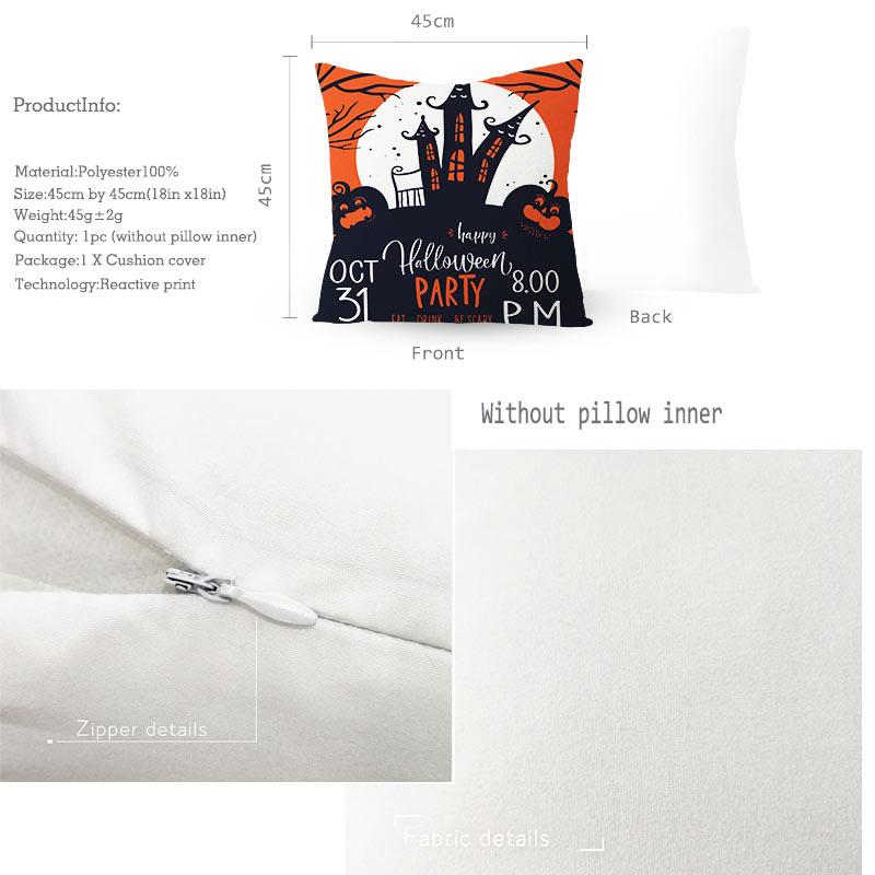 Halloween Cushion Cover Halloween Pumpkin Throw Pillow Case Halloween Printing Decorative Pillowcase Cushion Cover Zt212