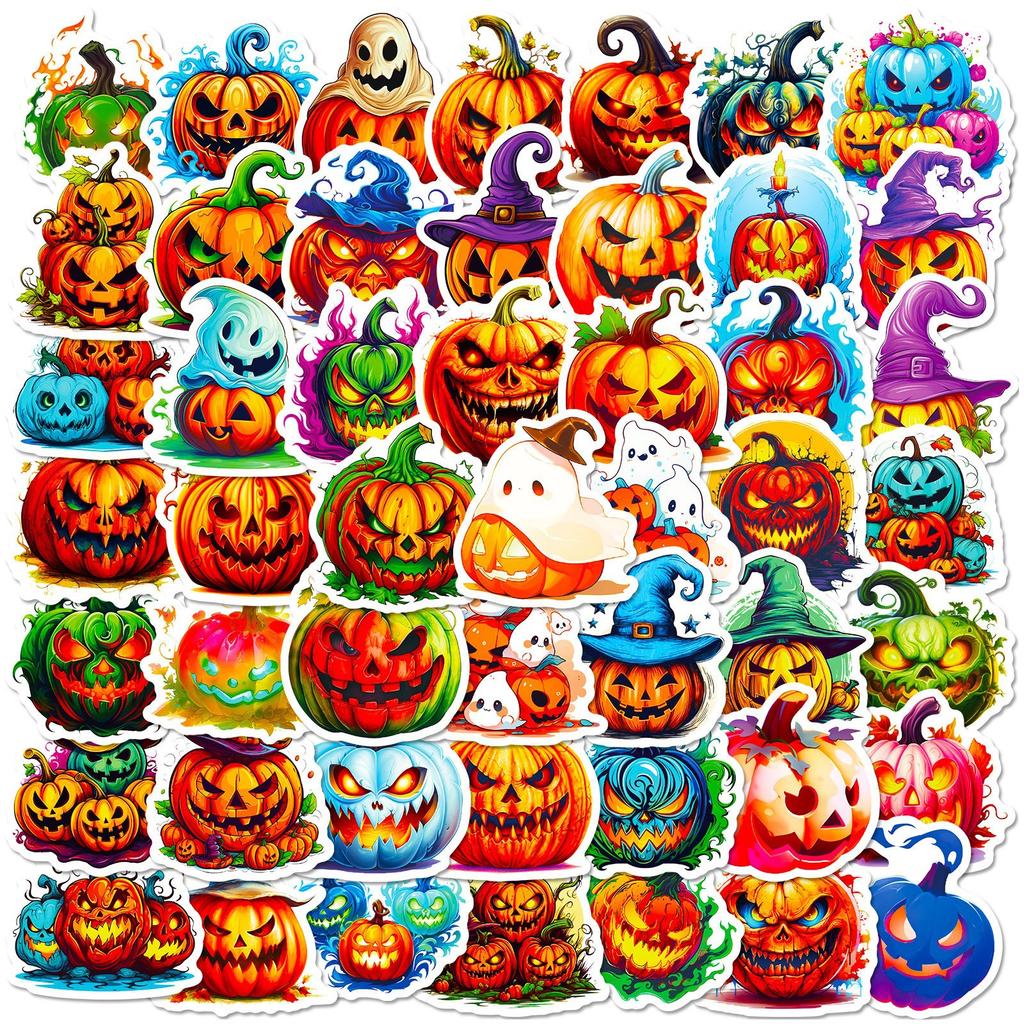 50 Halloween Pumpkin Graffiti Stickers Halloween Thriller Theme Stickers Cartoon Festival Stickers
