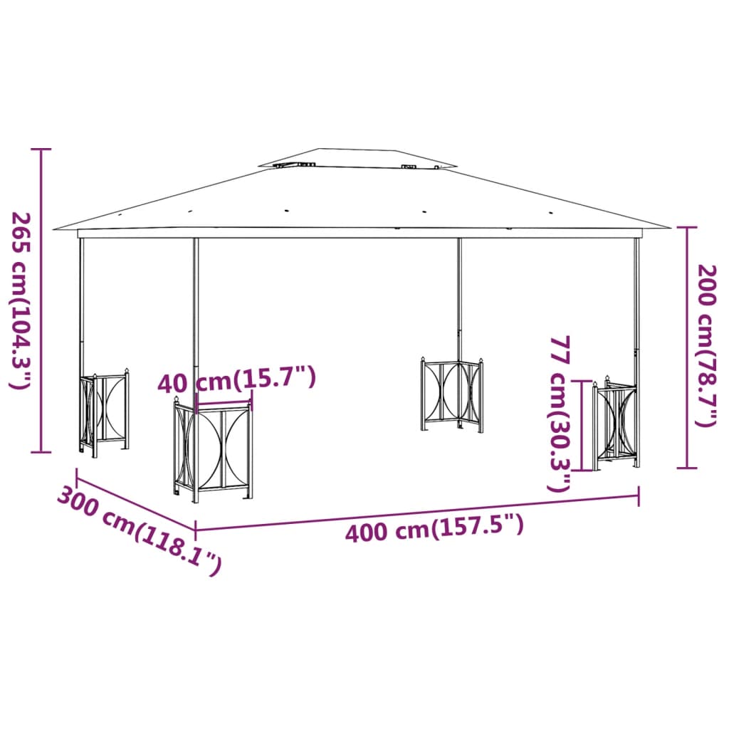Vidaxl Gazebo With Curtains And Two-Part Roof, 3X4 M, Cream