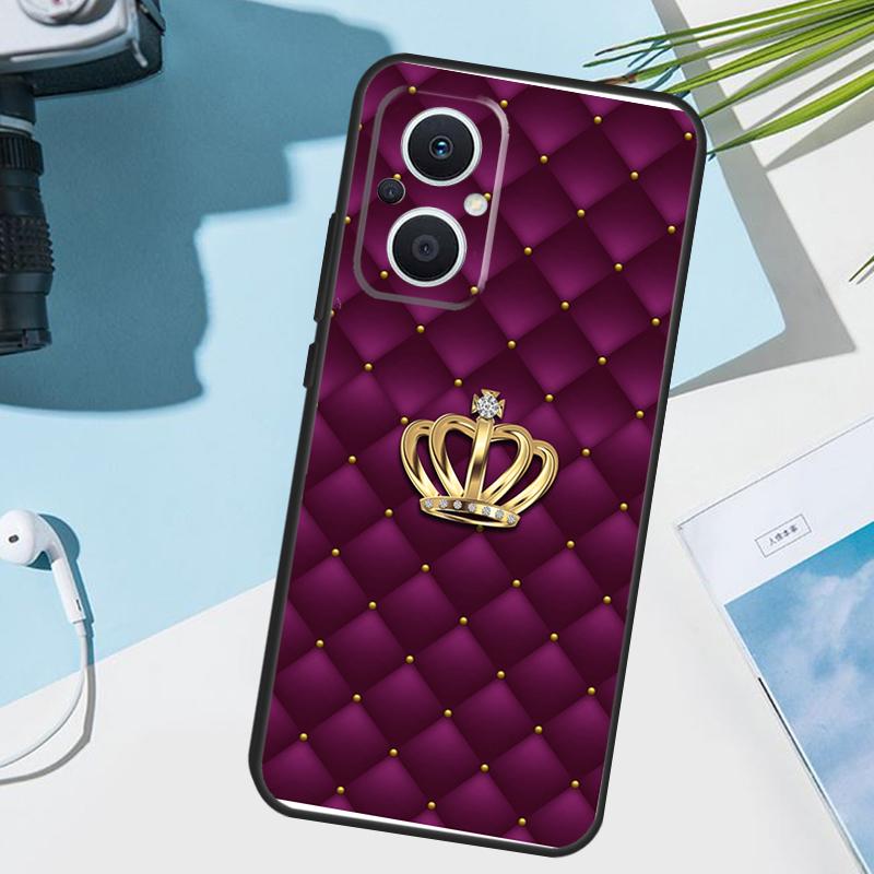 Quilted Texture Sofa Pattern Crown Case For OPPO Reno 11 12 13 13F 12F 11F 8T 7 8 10 Pro OPPO Find X8 Pro X6 X3 X5 Lite Cover