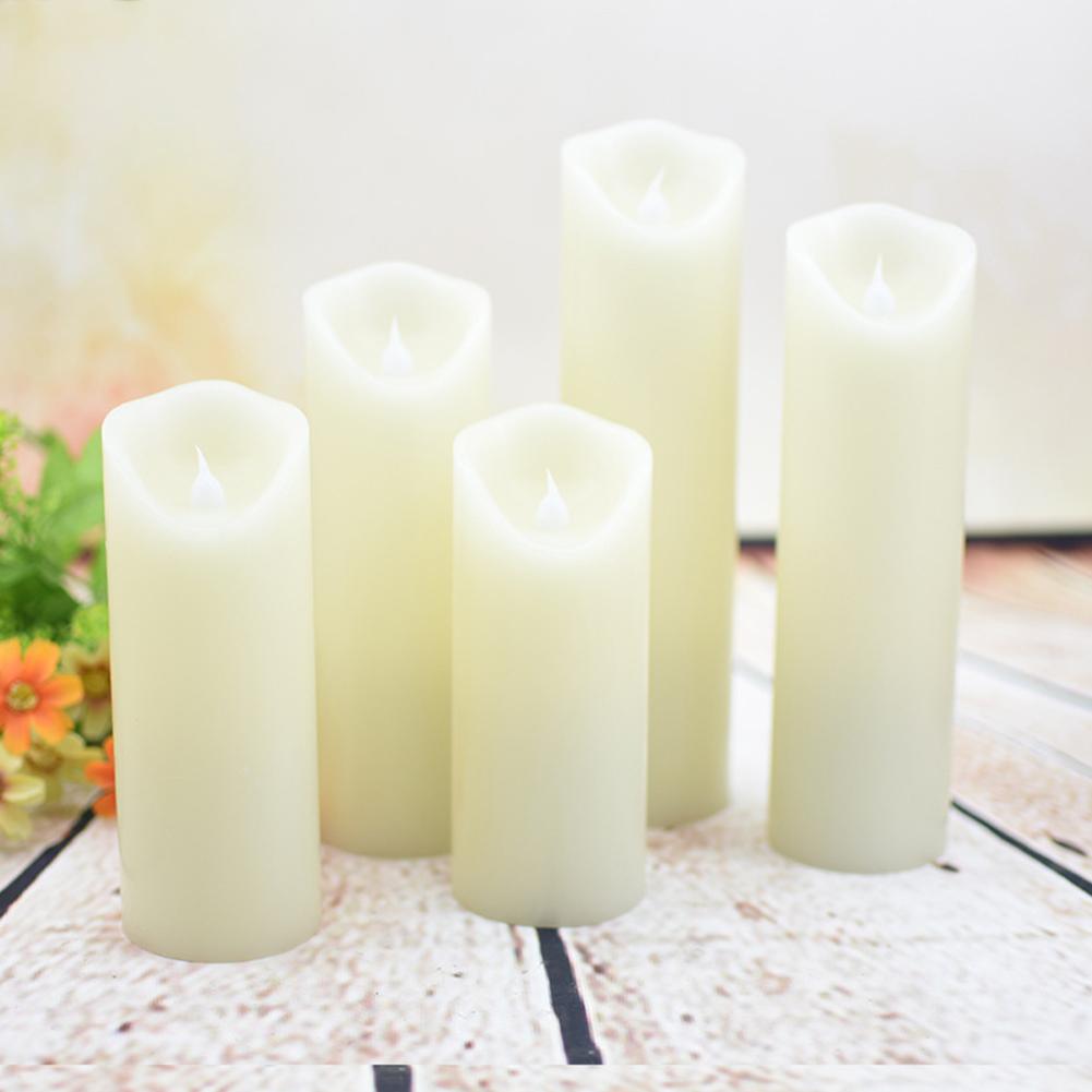 5Pcs/Set LED Electronic Candle Lamp with Remote Control Yellow Light Flashing